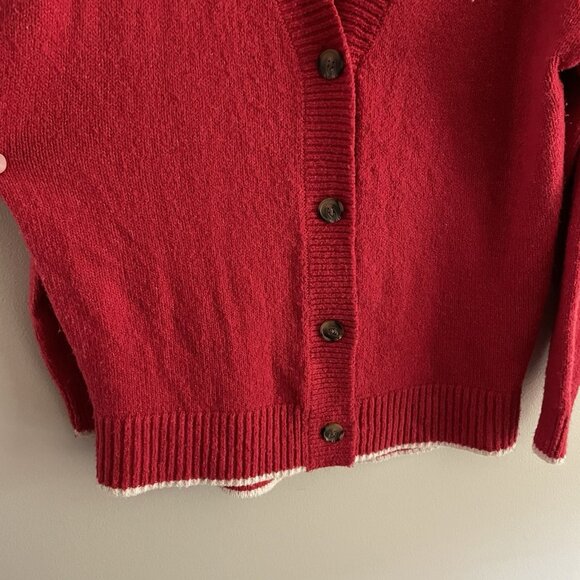 Old Navy Women M TALL Red Heart Graphic Knit V-Neck Slouchy Cardigan Sweater - Picture 4 of 12